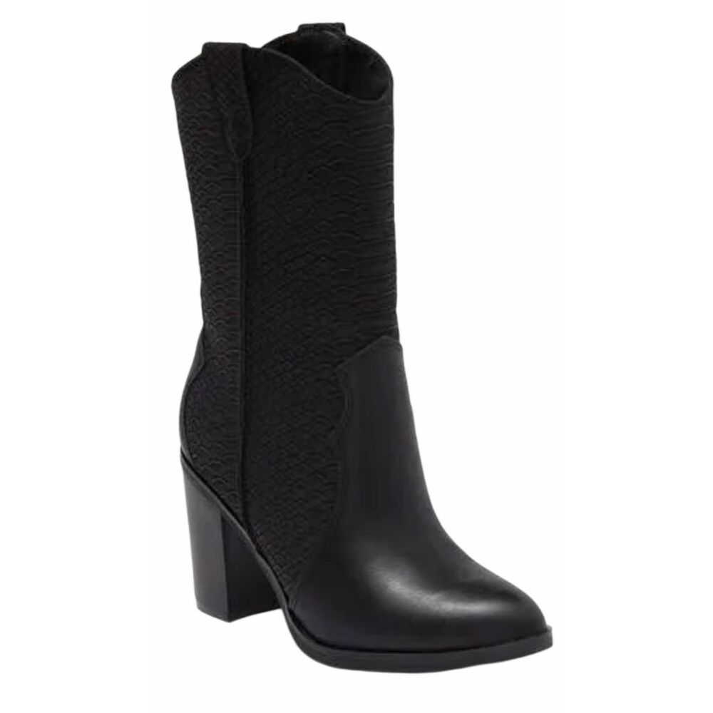 Mia Cindy Embossed‎ Western Cowboy Boot in Black Python Size 7 Block Heel